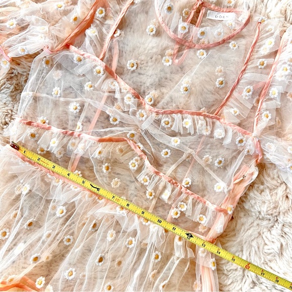 ✨Last Chance💋🌸🌼DÔEN ‘Orelia’ Daisy Embroidered Tiered Tulle Dress S✨ - Picture 8 of 15